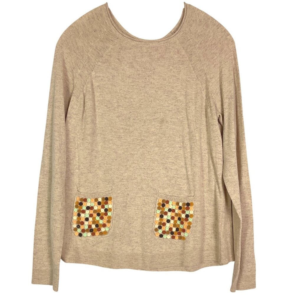 Anthropologie | Moth Sweater, Size Large, Front Pockets with Felt Buttons